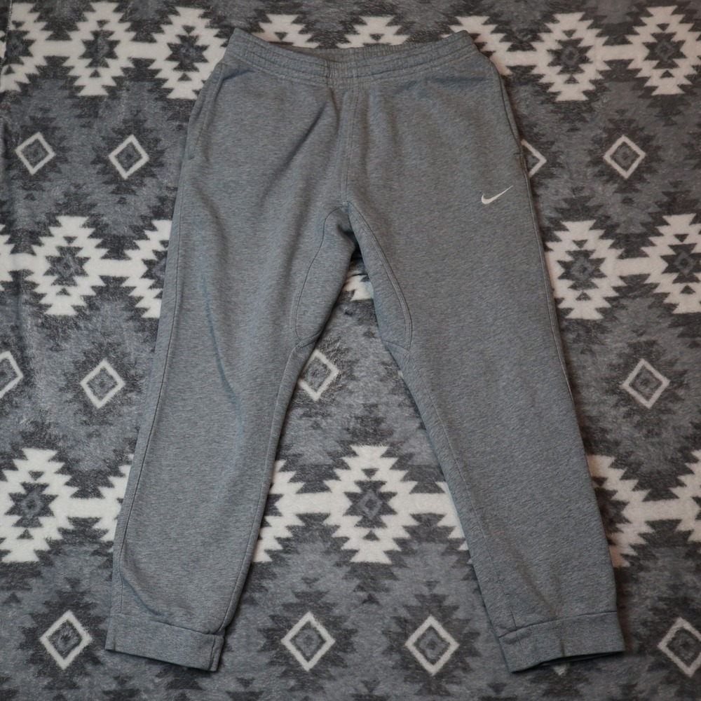 Nike Fleece Joggers Heather Gray Swoosh Mens Large Sweatpants RN56323